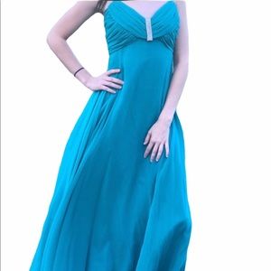 Vintage Y2K Mike Benet teal chiffon prom/pageant dress
